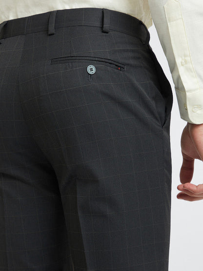 Raymond Men Grey Checkered Contemporary Fit Trouser