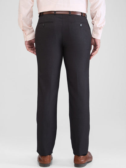 Raymond Black Solid Contemporary Fit Terylene Blend Trouser