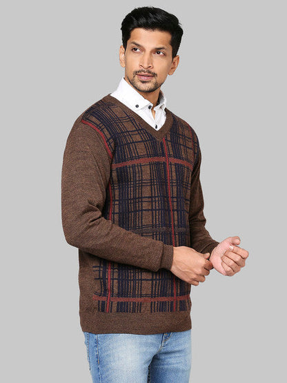 Raymond Men Brown Wrapper MerinoWool Sweater