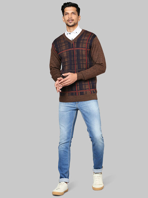 Raymond Men Brown Wrapper MerinoWool Sweater