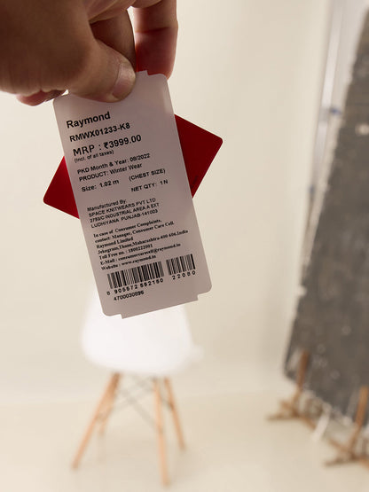 Raymond Men Black Structure Wool Blend Full Sleeve Round Neck Collar Sweater