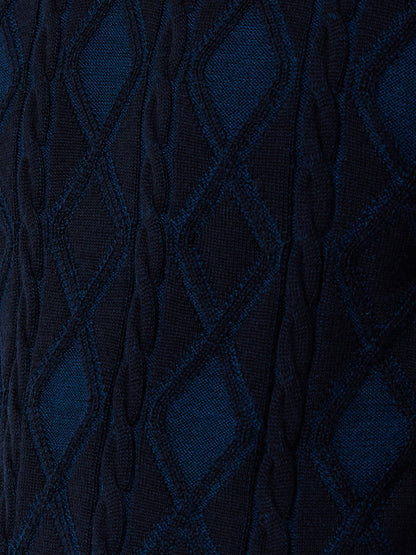 Raymond Men Blue Argyle Contemporary Fit Wool Blend Sweaters