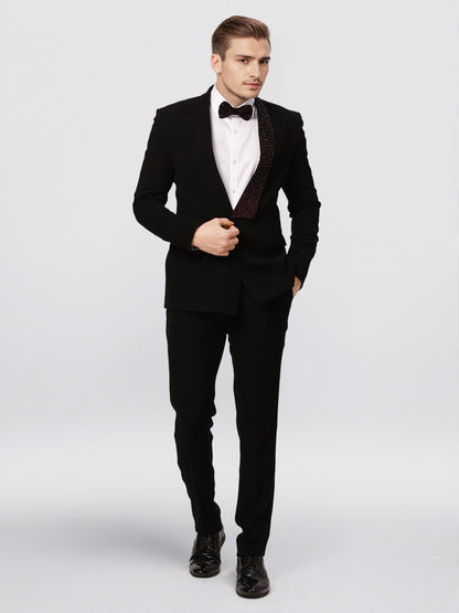 Ethnix by Raymond Men Black Embroidery Tailored fit Polyster Blend Suit