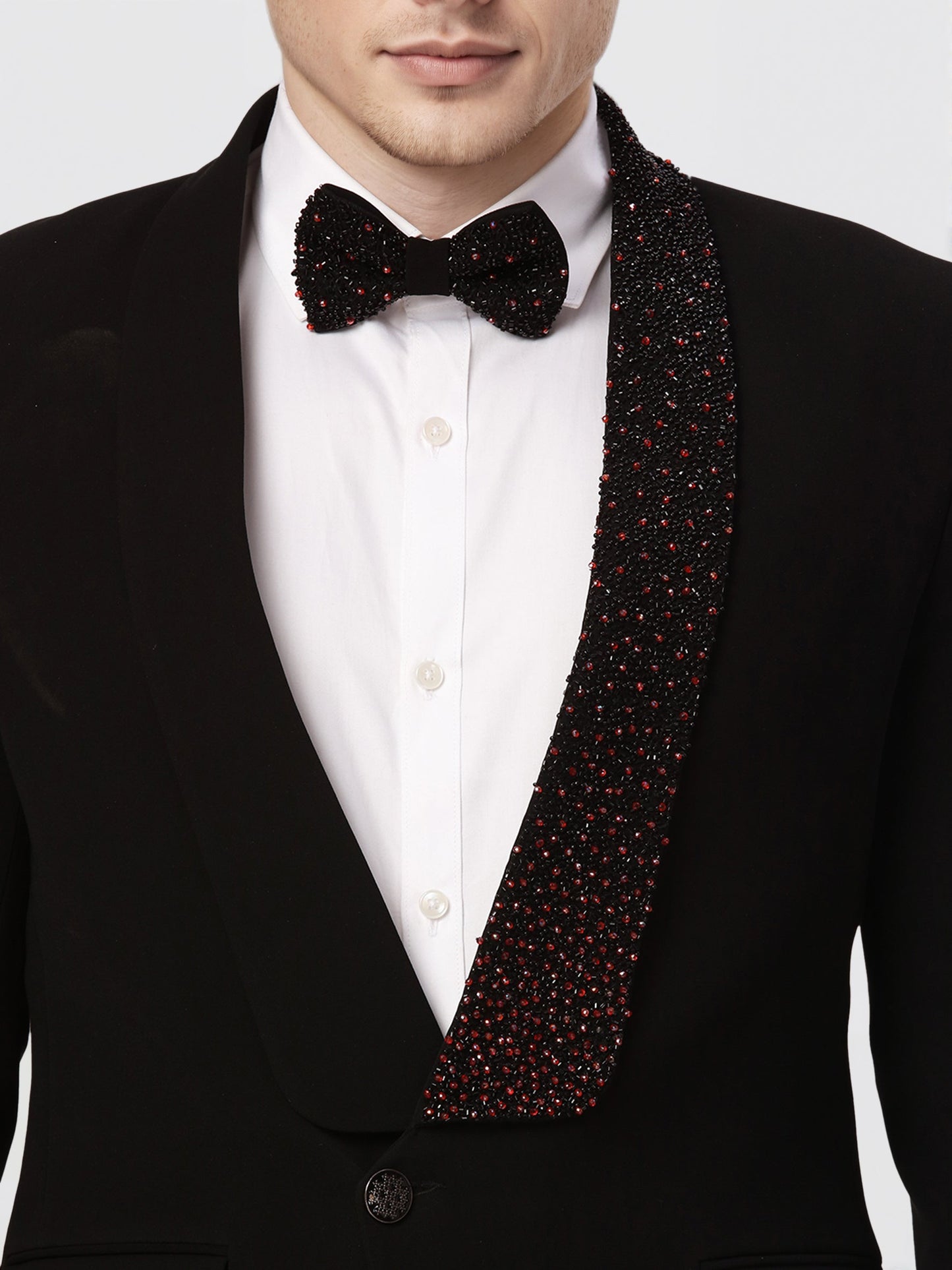 Ethnix by Raymond Men Black Embroidery Tailored fit Polyster Blend Suit