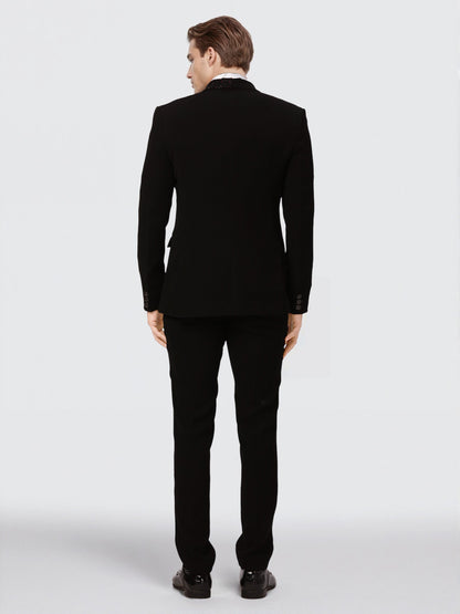Ethnix by Raymond Men Black Embroidery Tailored fit Polyster Blend Suit