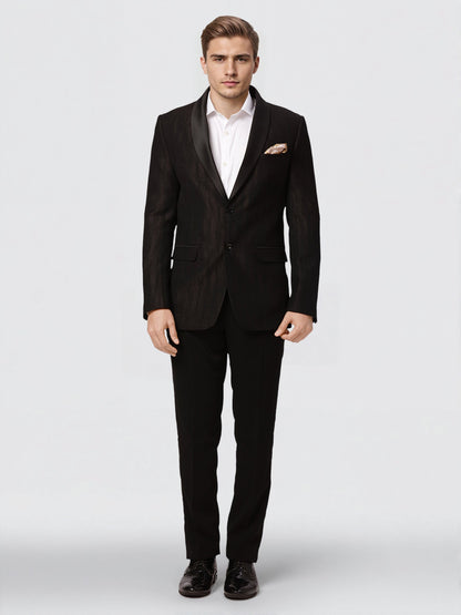 Ethnix by Raymond Men Black Structure Tailored fit Polyster Blend Suit