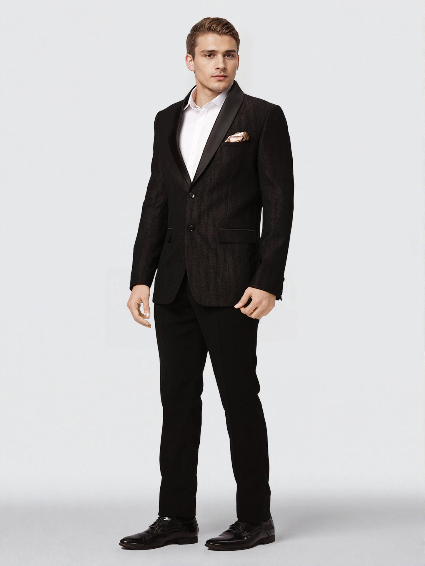Ethnix by Raymond Men Black Structure Tailored fit Polyster Blend Suit