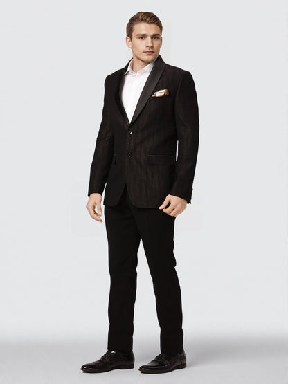 Ethnix by Raymond Men Black Structure Tailored fit Polyster Blend Suit