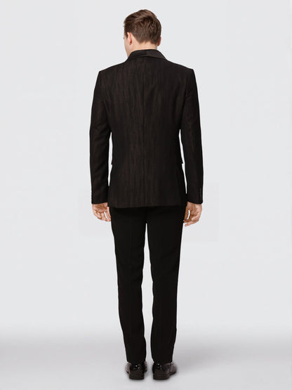 Ethnix by Raymond Men Black Structure Tailored fit Polyster Blend Suit