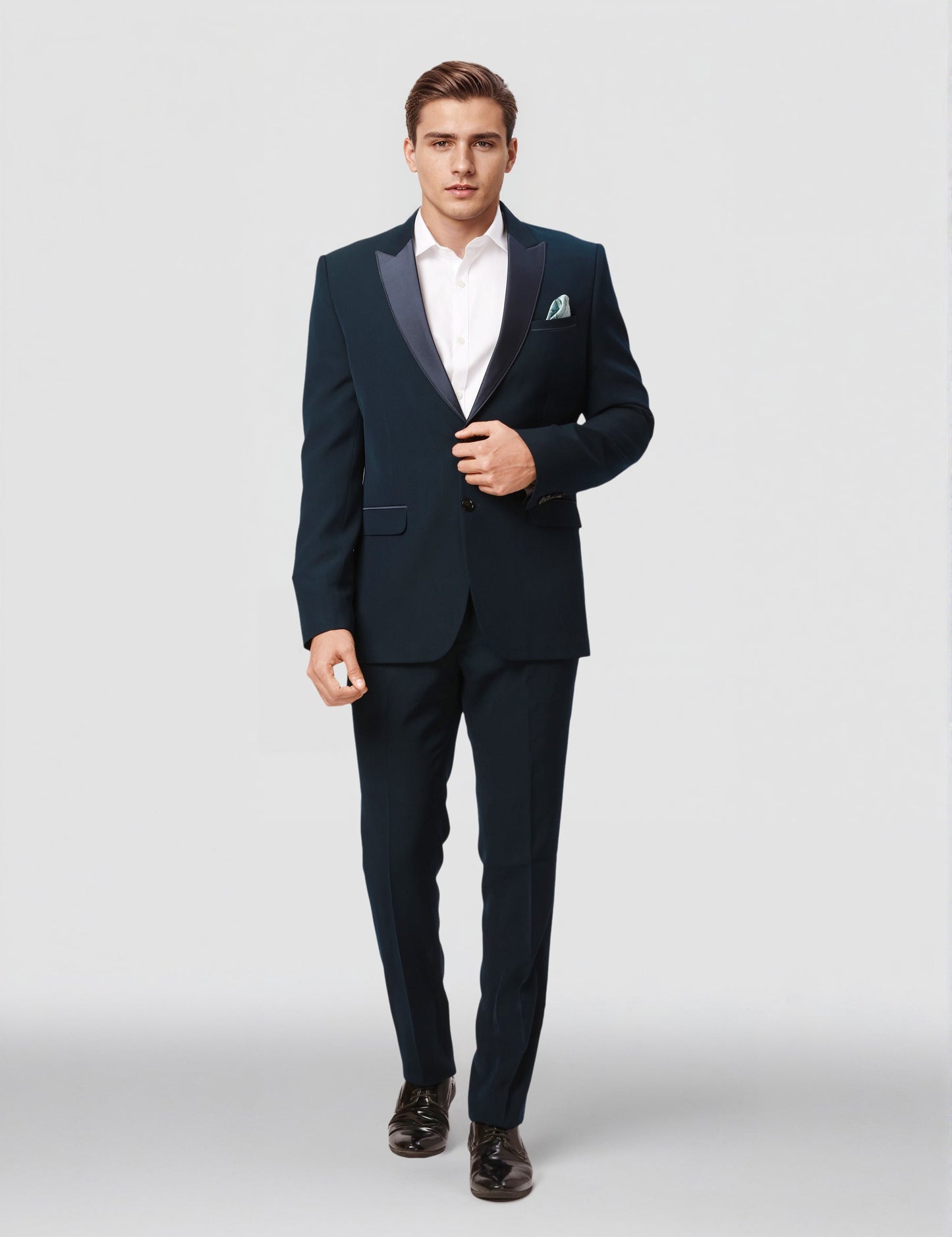 Ethnix by Raymond Men Blue Dobby Tailored fit Polyster Blend Suit