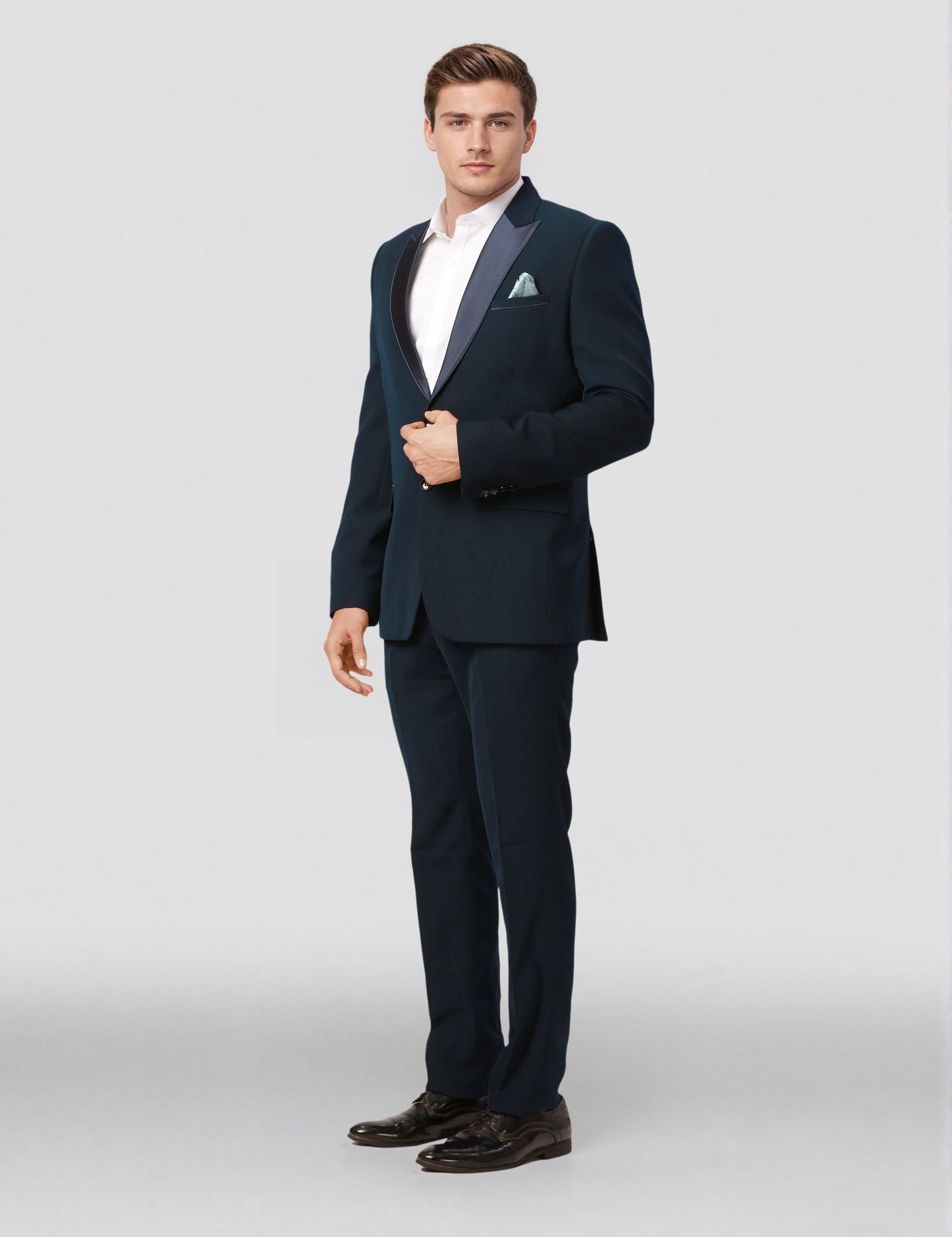 Ethnix by Raymond Men Blue Dobby Tailored fit Polyster Blend Suit