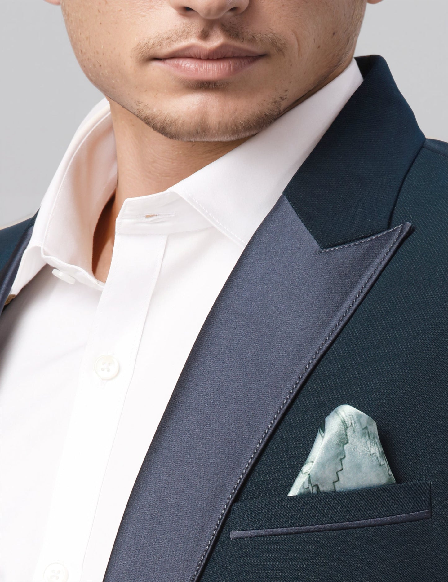 Ethnix by Raymond Men Blue Dobby Tailored fit Polyster Blend Suit