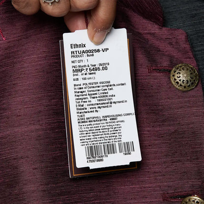 Men Purple Polyester Blend Bundi