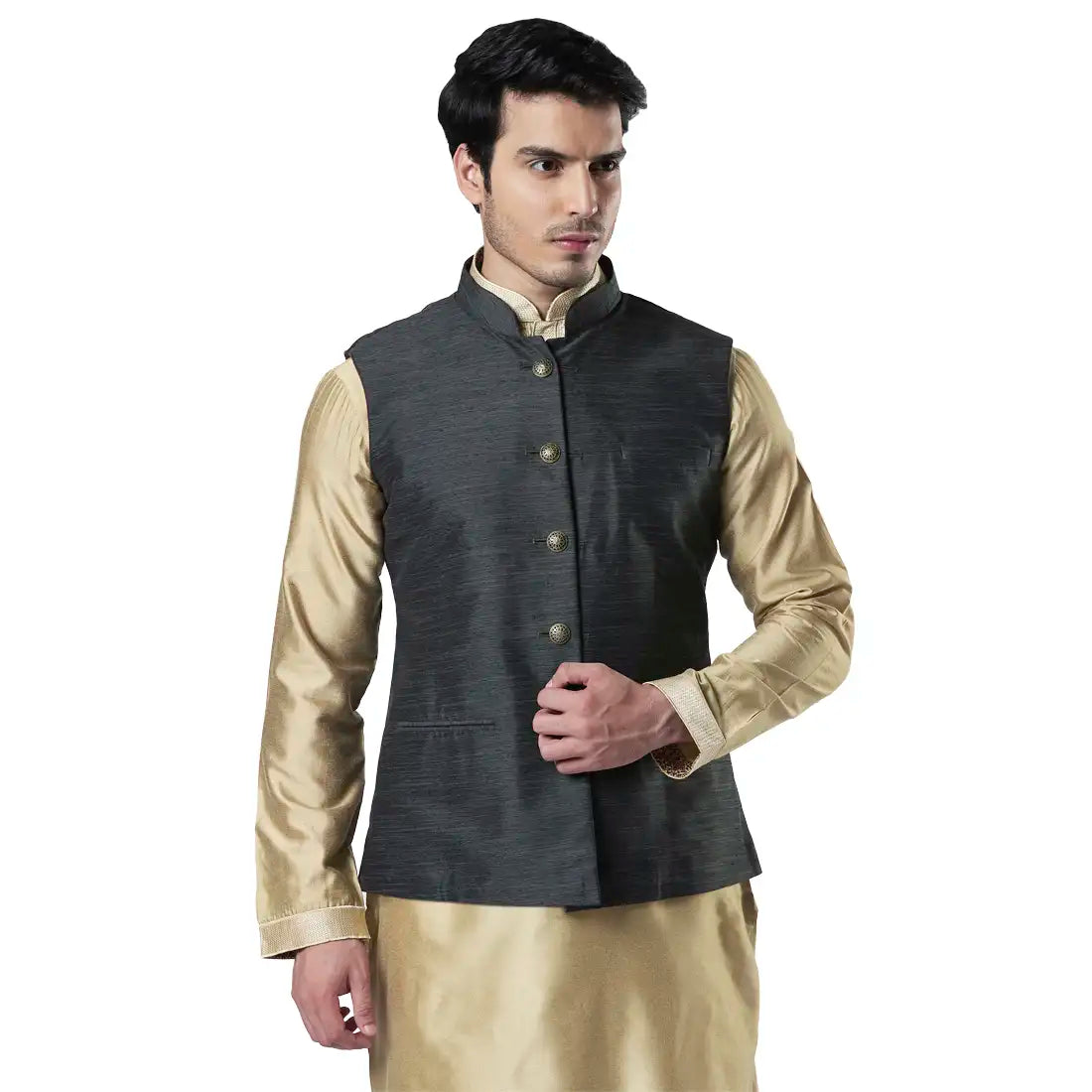 Men Purple Polyester Blend Bundi