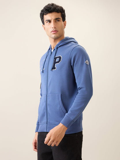 Parx Men Blue Graphic Regular Fit Cotton Blend Full Sleeve Sweatshirt