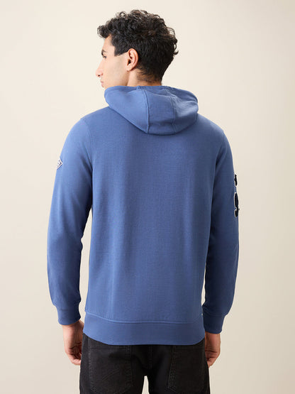 Parx Men Blue Graphic Regular Fit Cotton Blend Full Sleeve Sweatshirt