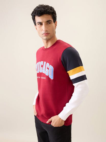 Parx Men White Printed Regular Fit Cotton Blend Full Sleeve Round Neck Collar Sweatshirt