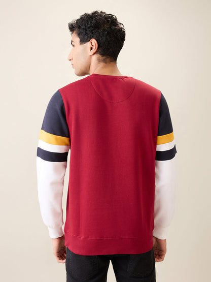 Parx Men White Printed Regular Fit Cotton Blend Full Sleeve Round Neck Collar Sweatshirt