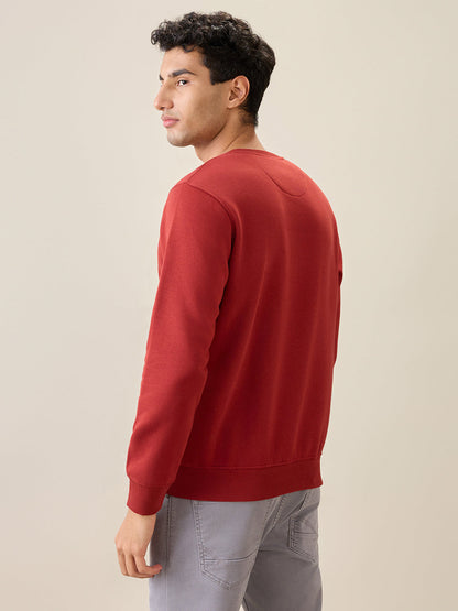 Parx Men Orange Graphic Regular Fit Cotton Blend Full Sleeve Round Neck Collar Sweatshirt