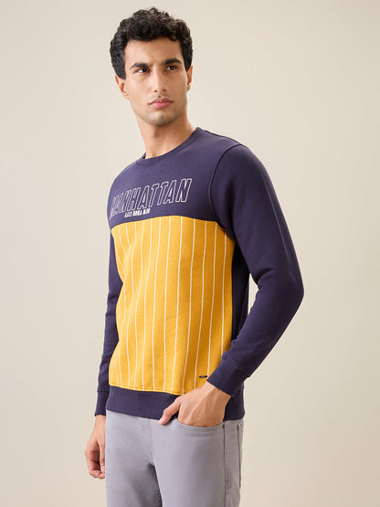 Parx Men Blue Cut & Sew Regular Fit Cotton Blend Full Sleeve Round Neck Collar Sweatshirt