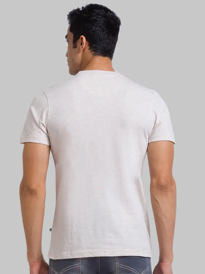 Parx Men Cream Graphic Regular Fit Cotton T-Shirt