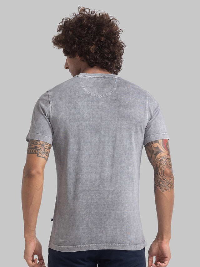 Parx Men Grey Graphic Print Regular Fit Half Sleeve Round Neck T-Shirt