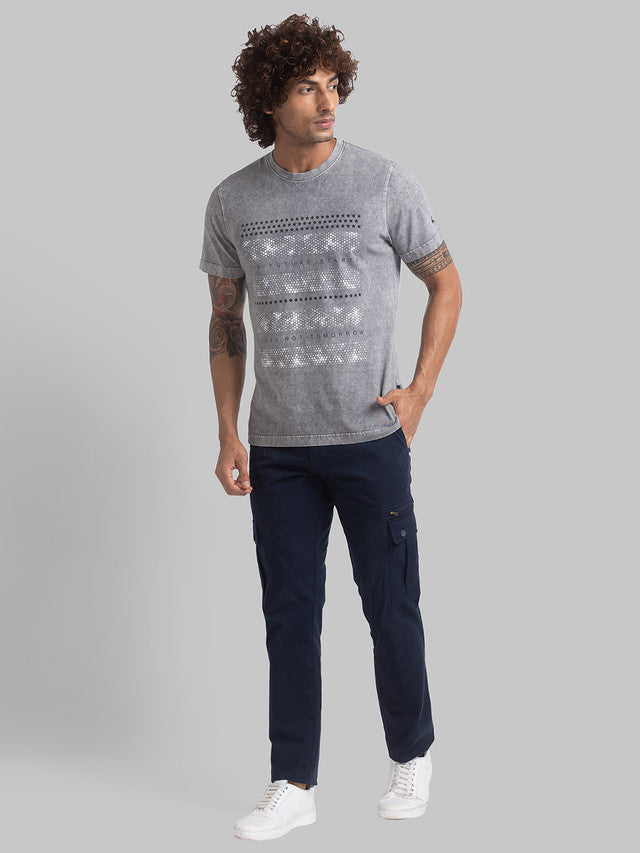 Parx Men Grey Graphic Print Regular Fit Half Sleeve Round Neck T-Shirt