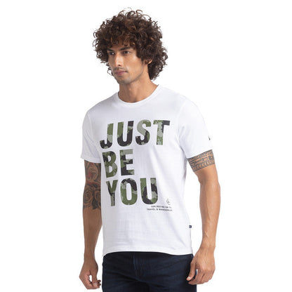 Parx Men White Graphic Print Regular Fit Half Sleeve Round Neck T-Shirt
