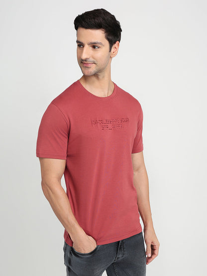 Parx Men Red Graphic Regular Fit Cotton Half Sleeve Round Neck Collar T-Shirt