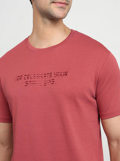 Parx Men Red Graphic Regular Fit Cotton Half Sleeve Round Neck Collar T-Shirt