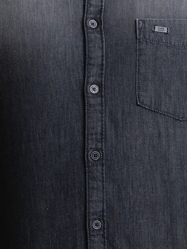 Men Black Slim Fit Solid Cotton Full Sleeve Shirts