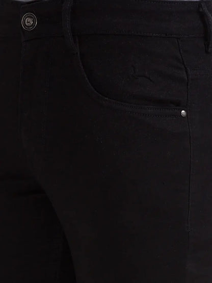 Men Black Skinny Cropped Fit Dobby Cotton Blend Jeans