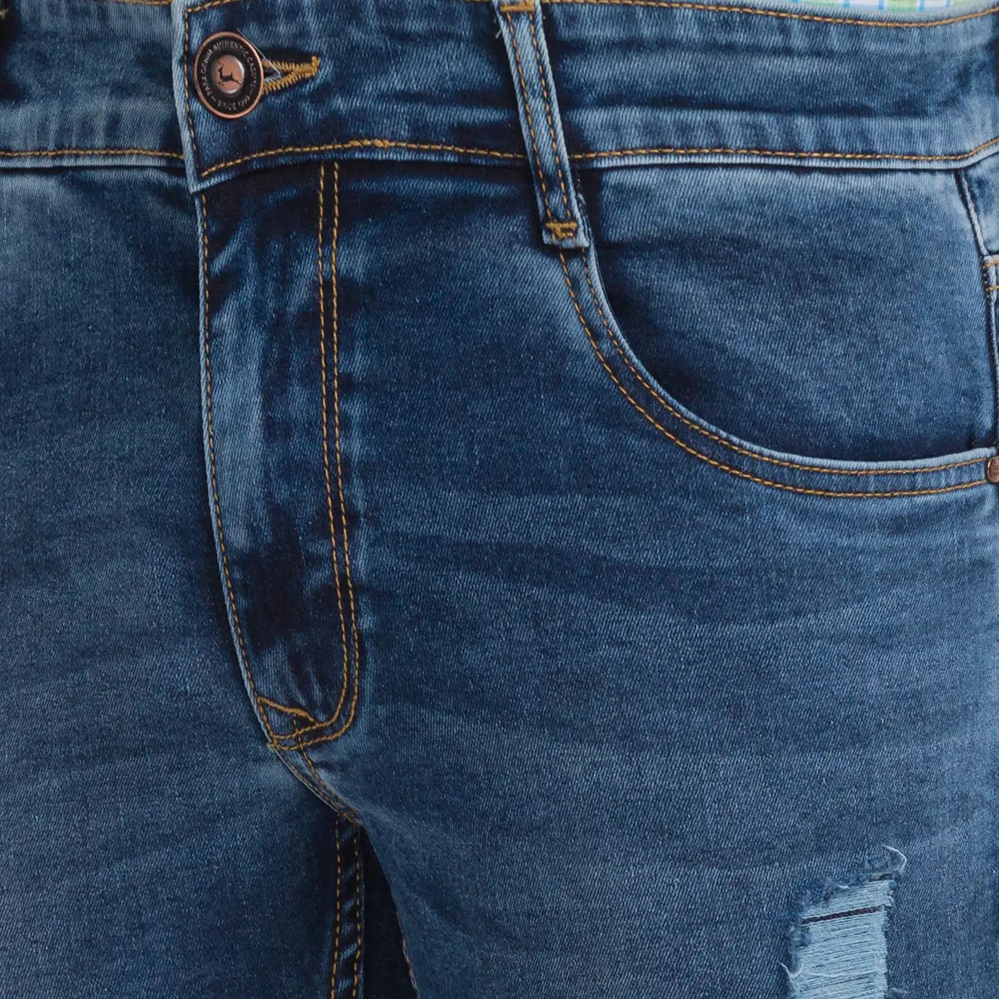 Men Blue Slim Tapered Fit Twill Cotton Blend Jeans