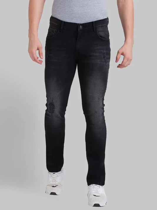 Men Black Skinny Cropped Fit Twill Cotton Blend Jeans