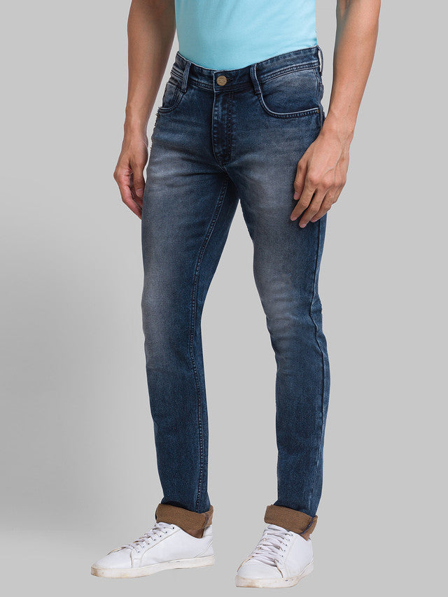 Parx Men Blue Woven Design Skinny Fit Jeans