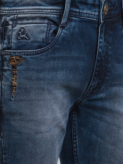 Parx Men Blue Woven Design Skinny Fit Jeans