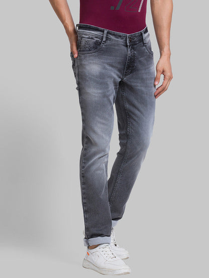 Parx Grey Slim Tapered Fit Cotton Blend Jeans