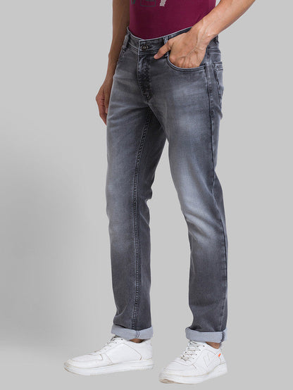 Parx Grey Slim Tapered Fit Cotton Blend Jeans