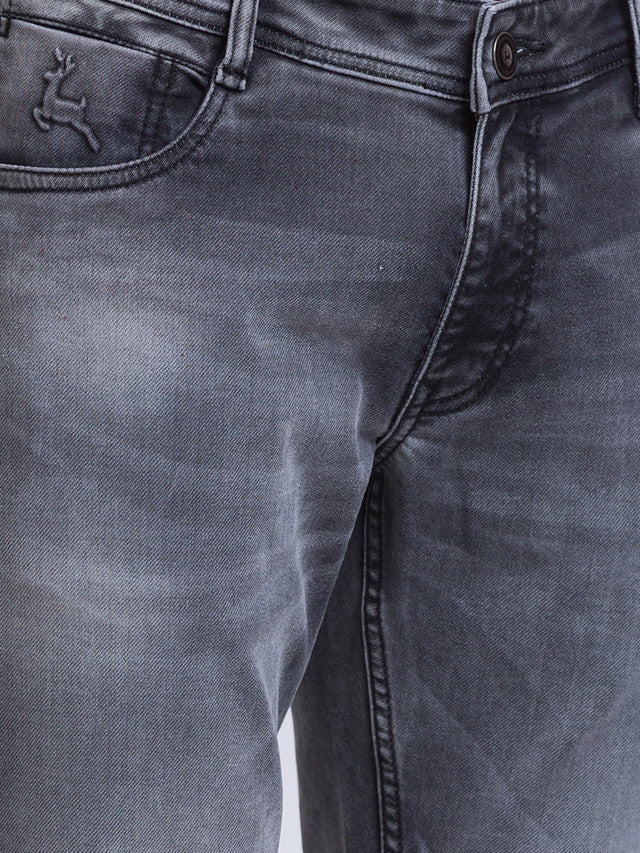 Parx Grey Slim Tapered Fit Cotton Blend Jeans