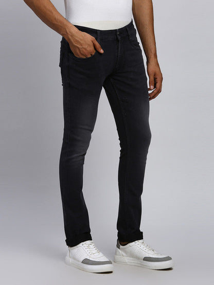 Parx Men Black Solid Skinny Fit Jeans