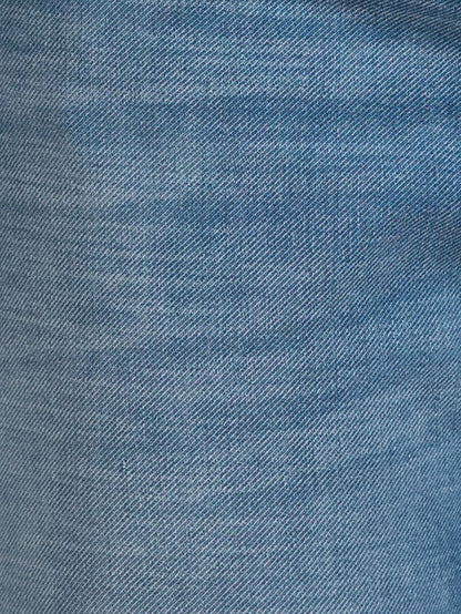 Parx Blue Plain Slim Tapered Fit Cotton Blend Jeans