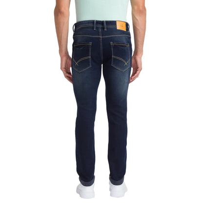 Men Blue Slim Tapered Fit Dobby Cotton Blend Jeans