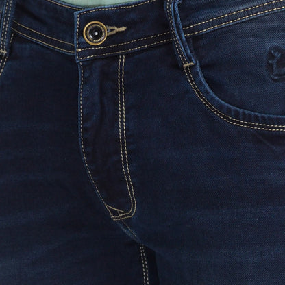 Men Blue Slim Tapered Fit Dobby Cotton Blend Jeans