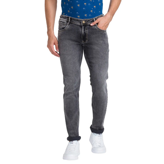 Men Black Slim Tapered Fit Twill Cotton Blend Jeans