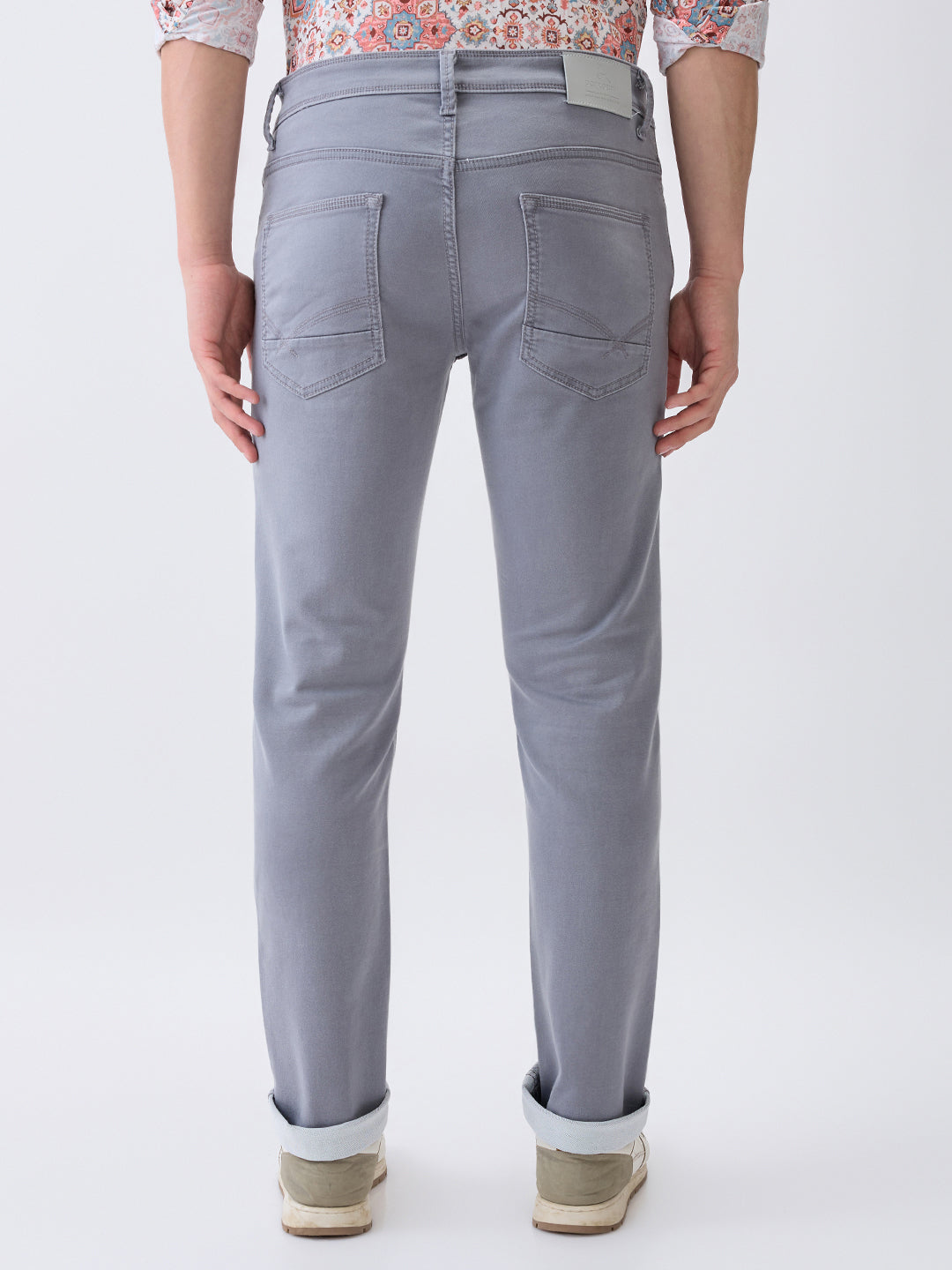 Parx Men Grey Knitted Low Rise Tapered Fit Cotton Blend Jeans