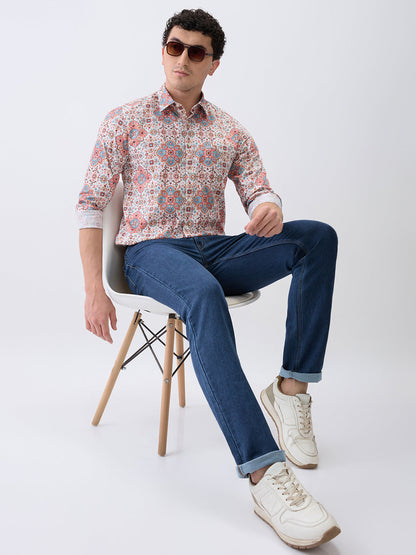 Parx Men Blue Knitted Low Rise Tapered Fit Cotton Blend Jeans