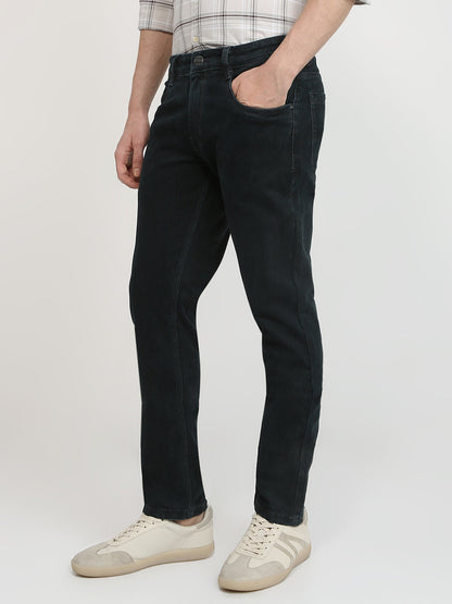 Parx Men Green Twill Low Rise Tapered Fit Cotton Blend Jeans