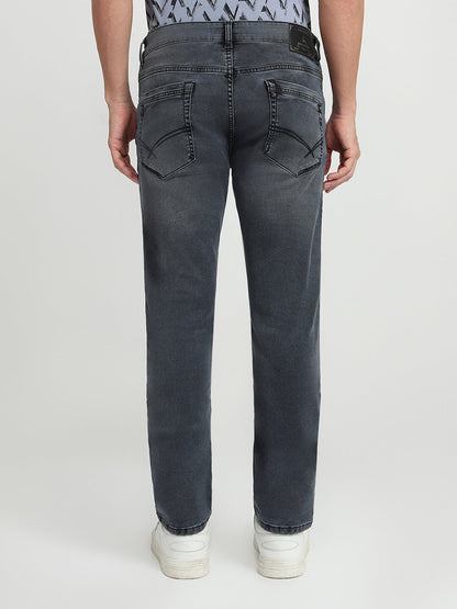 Parx Men Black Dobby Slim Tapered Fit Cotton Blend Jeans