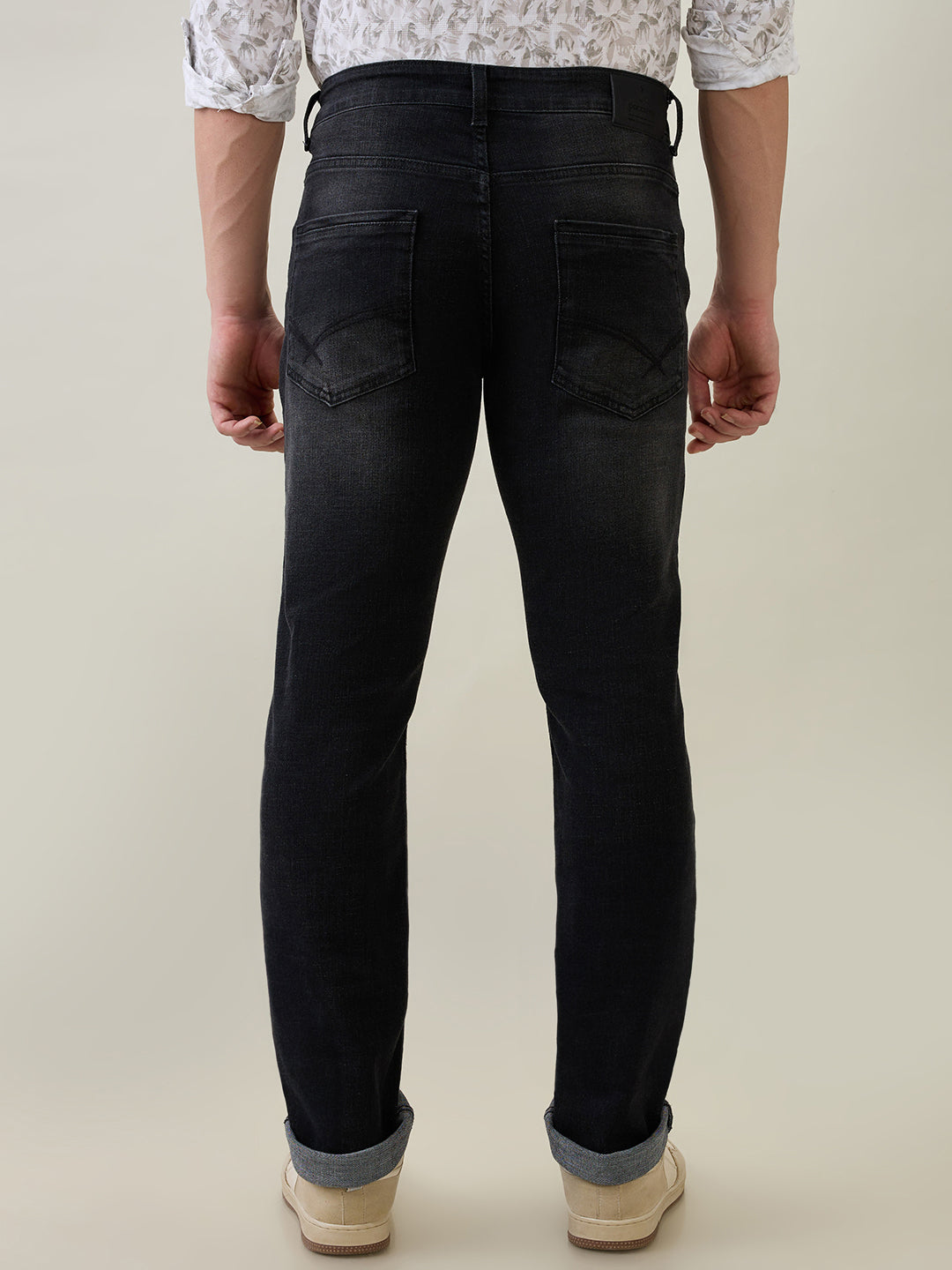 Parx Men Grey Knitted Slim Tapered Fit Cotton Blend Jeans