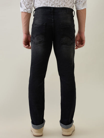 Parx Men Grey Knitted Slim Tapered Fit Cotton Blend Jeans